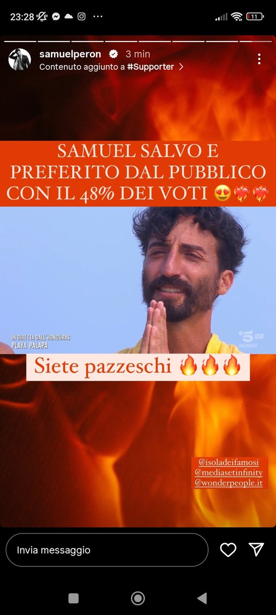 PanariellinaIda's tweet photo. Sempre più fiera di te @SamuelPeron_ #TeamSamuel @IsolaDeiFamosi #Isola https://t.co/0WWQejU1B5