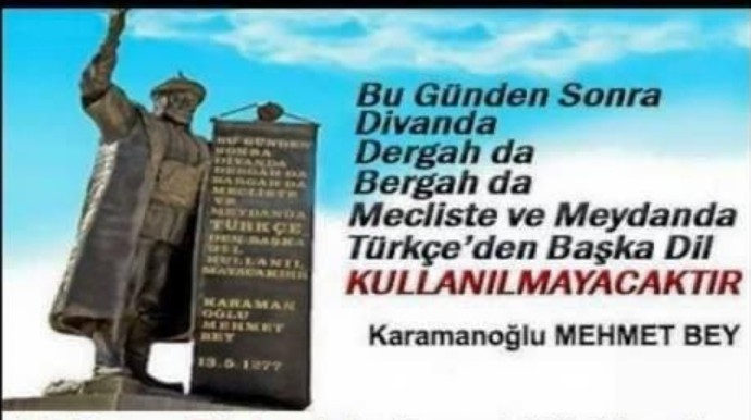 Bundan 747 yıl önce, 13 Mayıs 1277 de bu toprakların dilinin Türkçe olduğu ebediyete kadar tescillenmiş kanunlaşmıştır. Ne Erdoğan'ın gücü yeter değiştirmeye, ne Özgür Özel'in, ne de ağa babalarının..!
#KaramanoğluMehmetBey