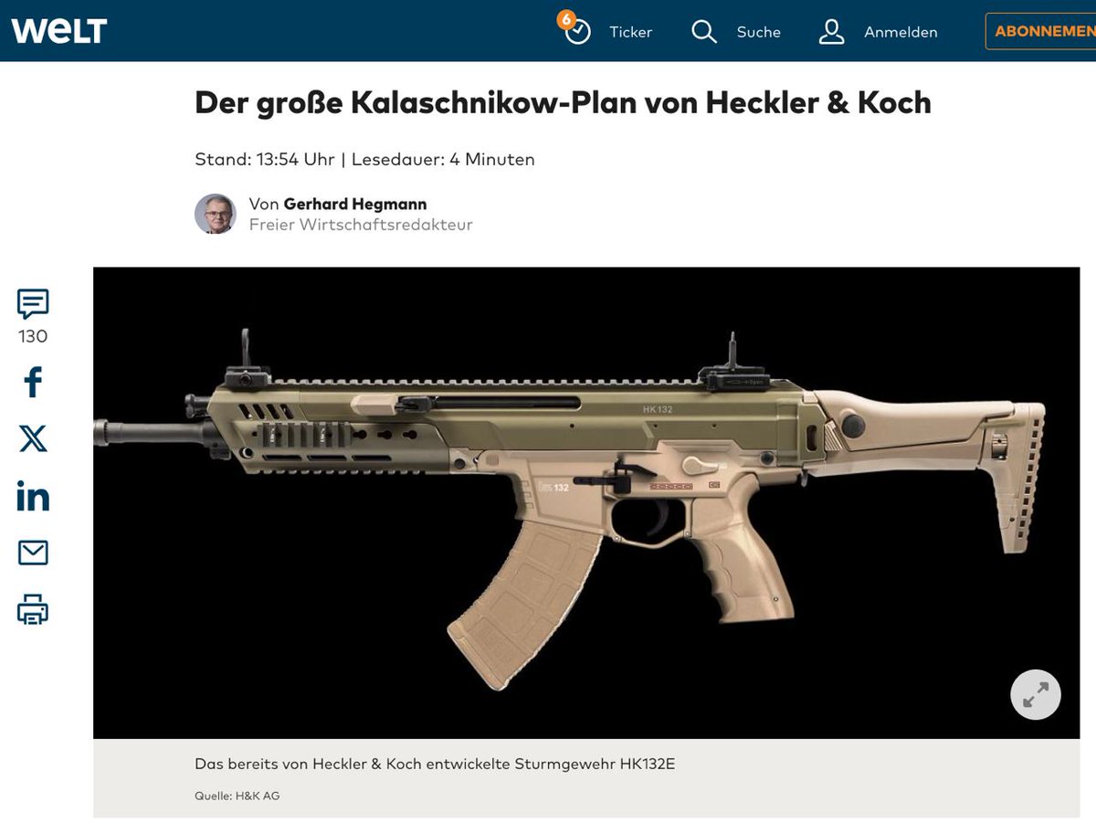 🔫👀 'H&K is planning to expand its product range to include assault rifles and machine guns for Kalashnikov ammunition and other calibers from the former Warsaw Pact. Ukrainian soldiers are currently facing a handgun mix dilemma', - Die Welt