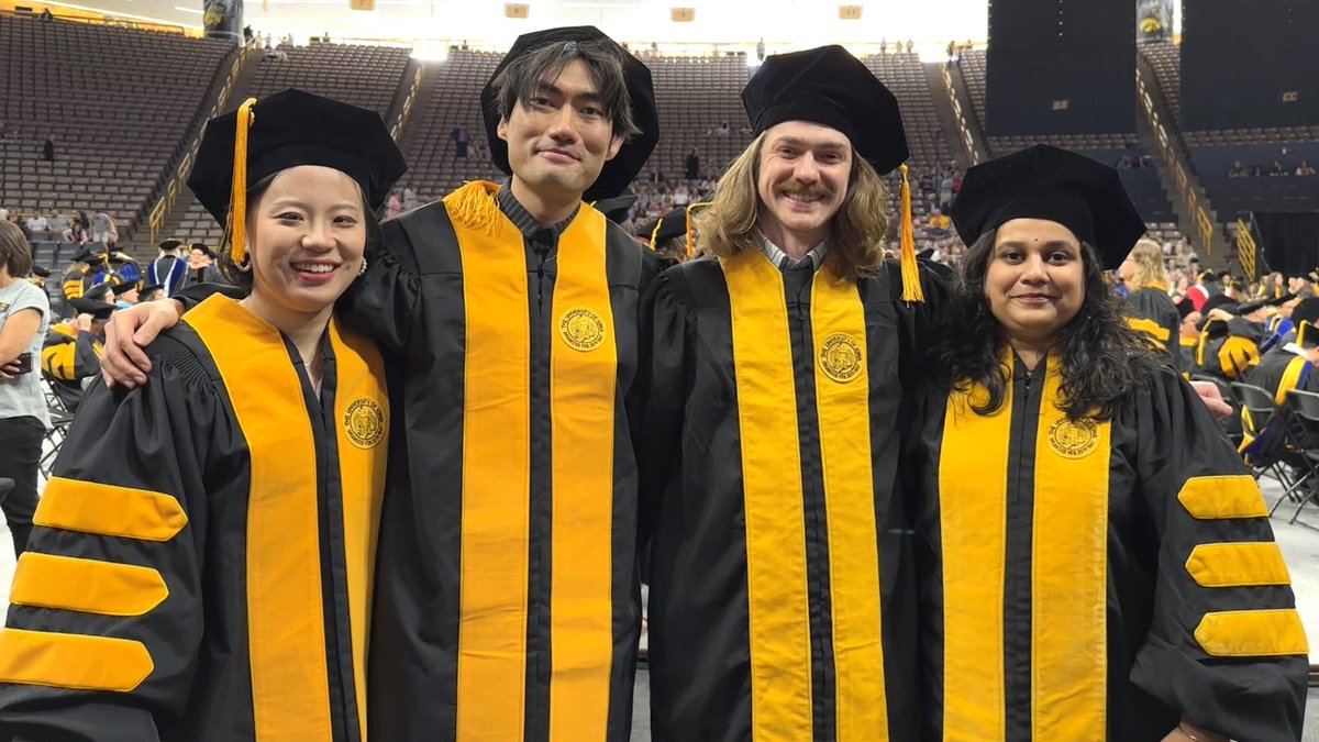 UIPharmacy's tweet photo. Congratulations to our seven Graduate College graduates! Read about their achievements: https://t.co/LeuHZkBUla
#UIowaPharmSci #PharmHawks #PhDgrad #mastersgrad #mastersdegree #Classof2024 https://t.co/FKpht3Adb4