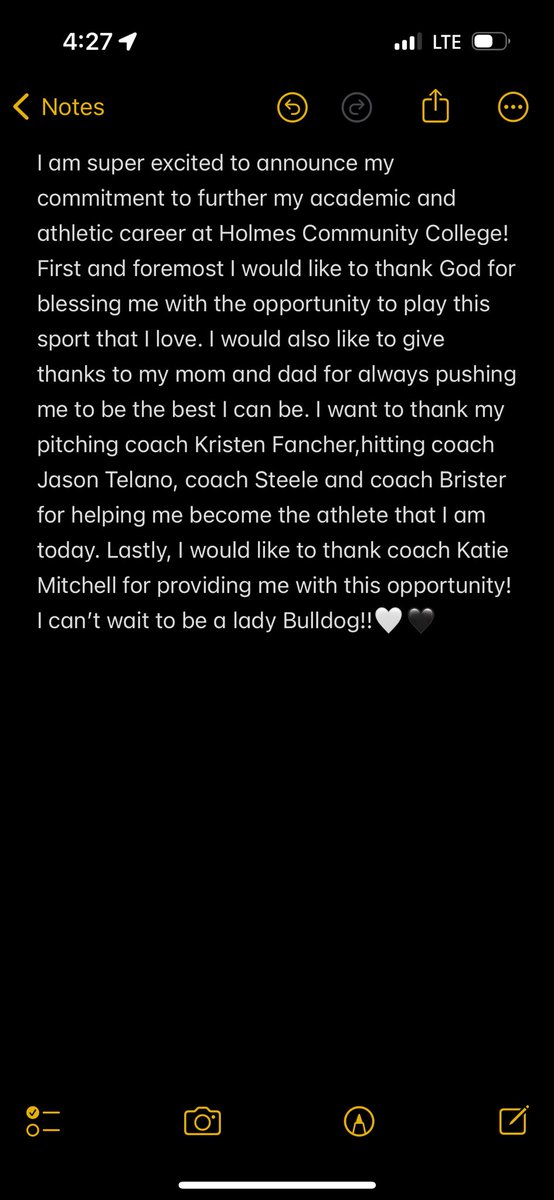 I am super excited and blessed to announce my commitment to Holmes Community College! I can’t wait to be a lady bulldog 🤍🖤! <a href="/hccsoftball/">Holmes Community College Softball</a>