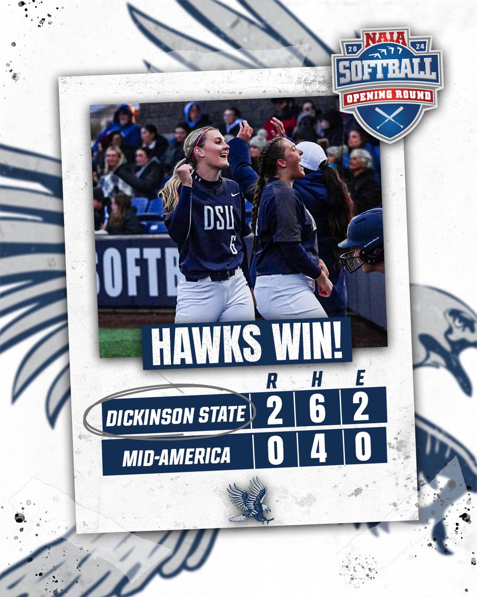 dsubluehawks's tweet photo. 𝙃𝙖𝙬𝙠𝙨 𝙬𝙞𝙣!!!

Dallis Mitchell does it AGAIN as she throws seven shutout innings, while Comer and Hubby add first-inning RBI singles, to push @BlueHawkSB into the winner's bracket of the NAIA Opening Round

#HawksAreUp | #BattleForTheRedBanner https://t.co/jSiqOmpiTB