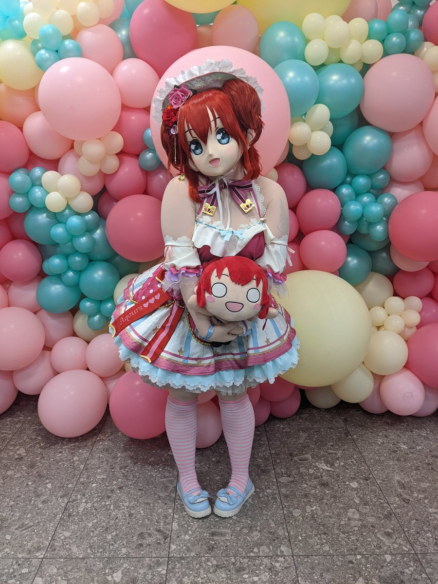 I haven't posted here in a long time, but I'd like to start using it more often! 🩷 I got to debut Ruby at #Otafest2024 
#kigurumi #animegao #rubykurosawa