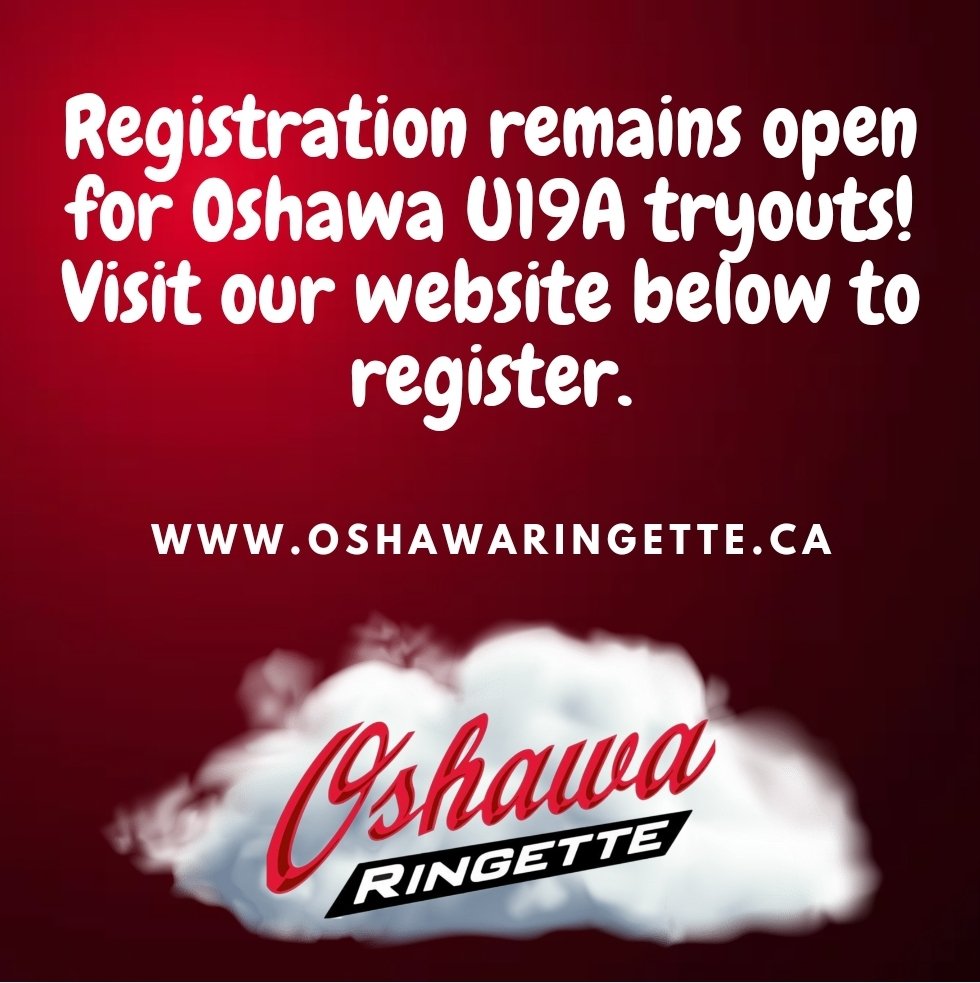 Calling all 19A prospective players! Our registration for 19A tryouts remains open!  Register today at Oshawaringette.ca  to attend. See you there! #Oshawaringette