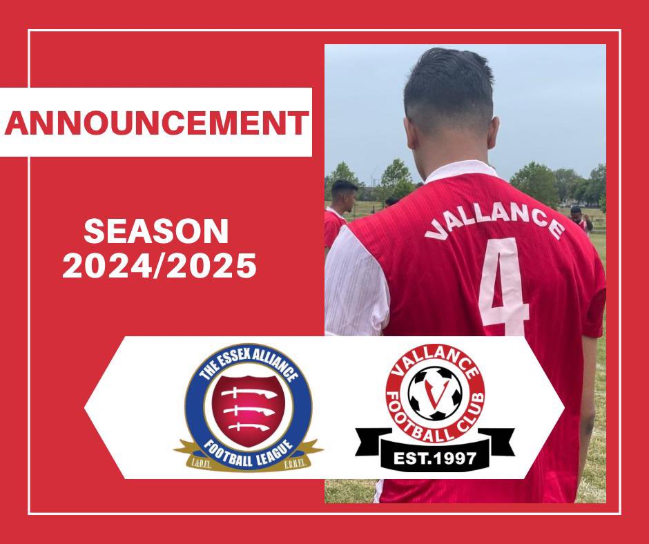 @vallancefc are pleased to announce that after 9 years away we will be returning to Saturday football and competing in the the @EssexAllianceFL for the forthcoming season 2024/2025. Further details for trials will follow soon.#keepthemactive #grassrootsfootball @LondonFA