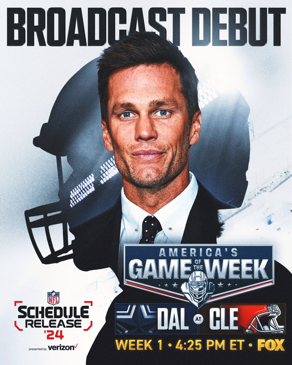 Cowboys. Browns. Week 1, in what will mark @TomBrady's FOX Sports broadcasting debut 🔥See you there. 📺: Catch the full 2024 @NFL Schedule release Wednesday, May 15 at 8p ET on @NFLNetwork
