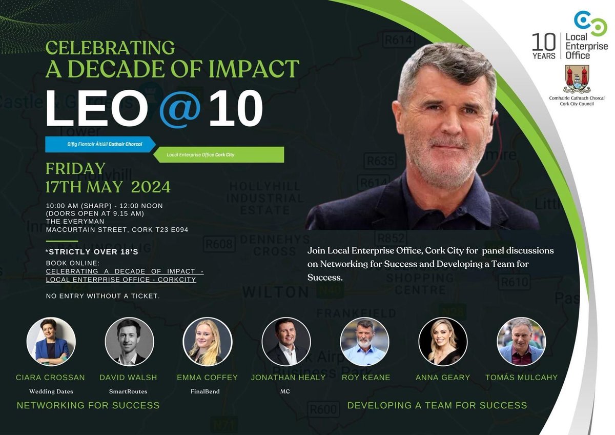 🎉 4 days to go! Join us at The Everyman for LEO@10 on May 17, 10:00-12:00, as we celebrate a decade of supporting Cork City businesses! 🌟 Limited spaces, book now to secure your spot: [lnkd.in/ed9PN9Kf] #CorkCity #BusinessGrowth #MilestoneEvent