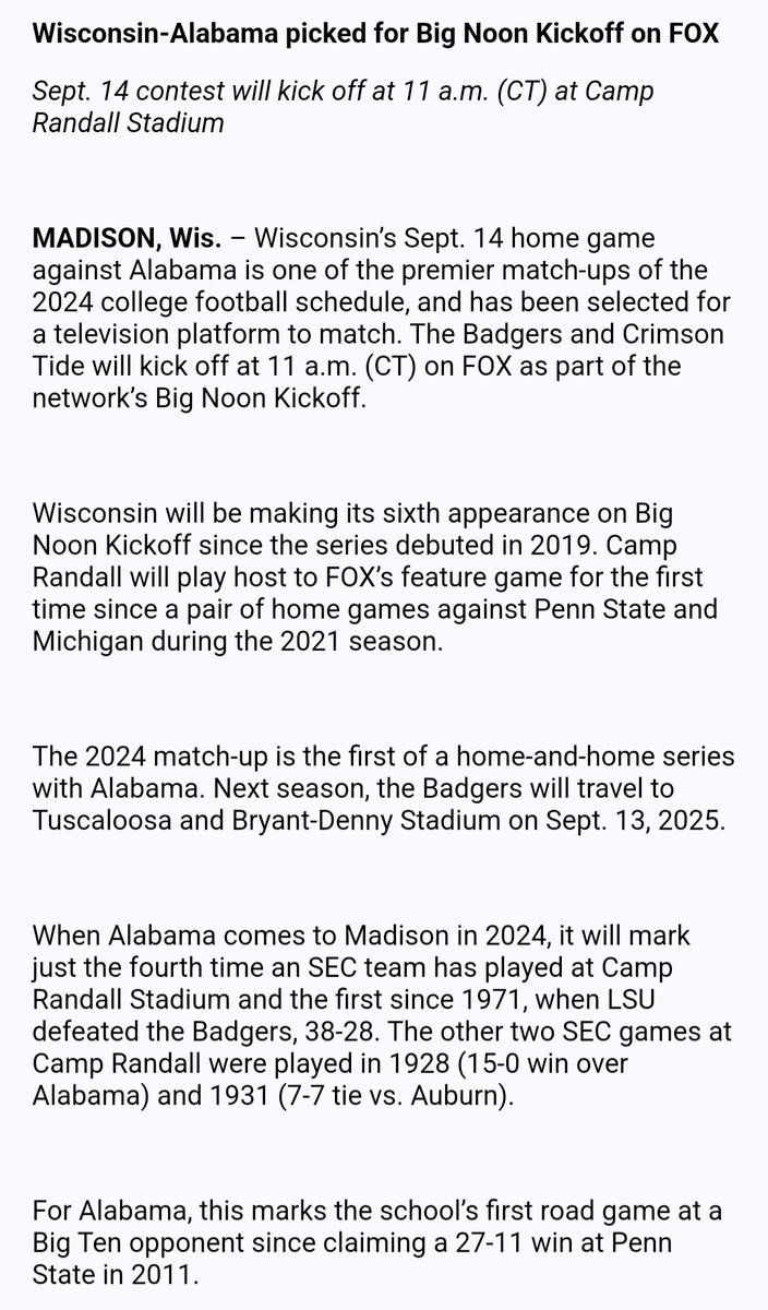 Camp Randall Stadium - Home of Wisconsin Badgers Football 2025 schedule