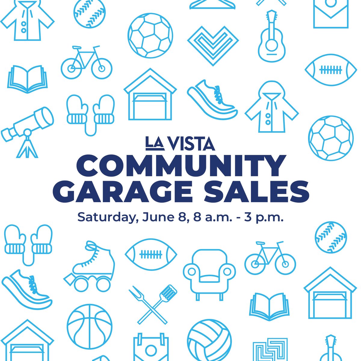 Time is running out to register your garage sale! La Vista residents are invited to host a garage sale at their home on Saturday, June 8. We'll advertise sales and provide garage sale signs for free. Sign up by May 24 to be included on the City's map. CityofLaVista.org/GarageSales