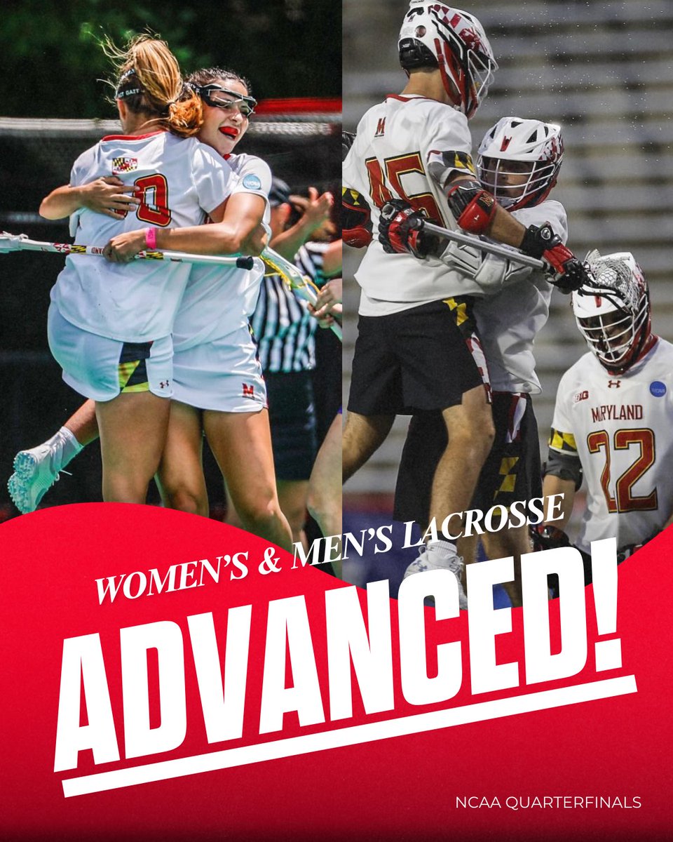 ADVANCED! @MarylandWLax & @TerpsMLax are headed to the NCAA quarterfinals! Shop: Maryland.NIL.Store