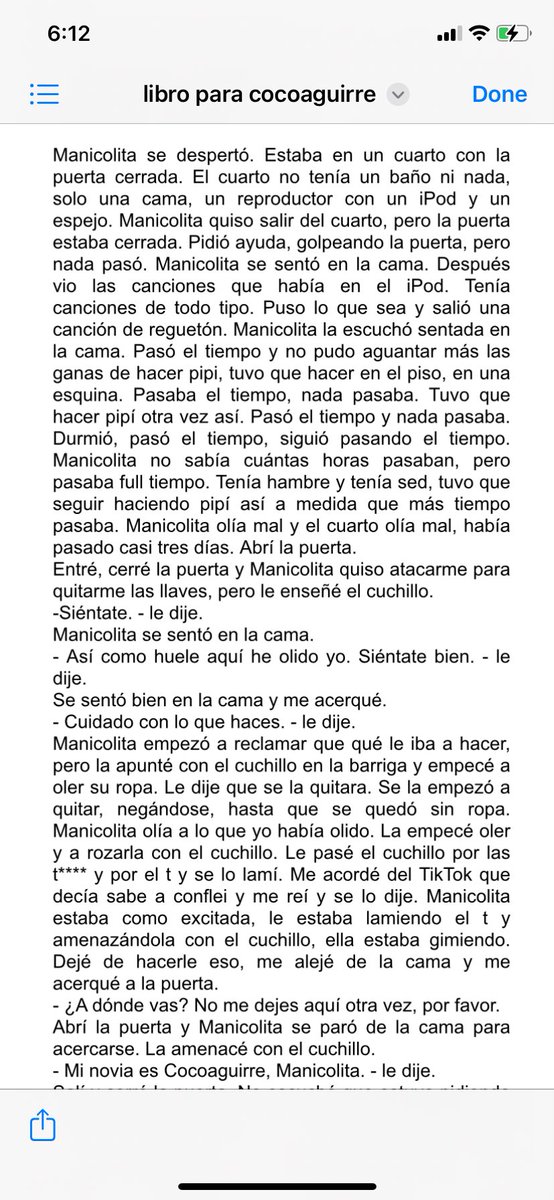 Así escribió Rebeca Garcia en su libro de su fantasía de v*olarme con un c*chillo.

Ella está libre por Madrid.

@policia