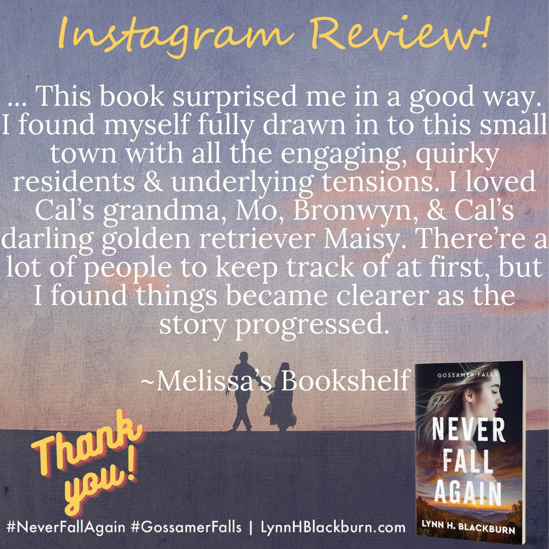 From @melissas_bookshelf - Thank you, Melissa! I'm so glad you enjoyed Never Fall Again!!! @melissas_bookshelf #neverfallagain #gossamerfalls #romanticsuspense #CalandLandry #postivelyswoony #swoonworthysouthernsuspense @RevellBooks