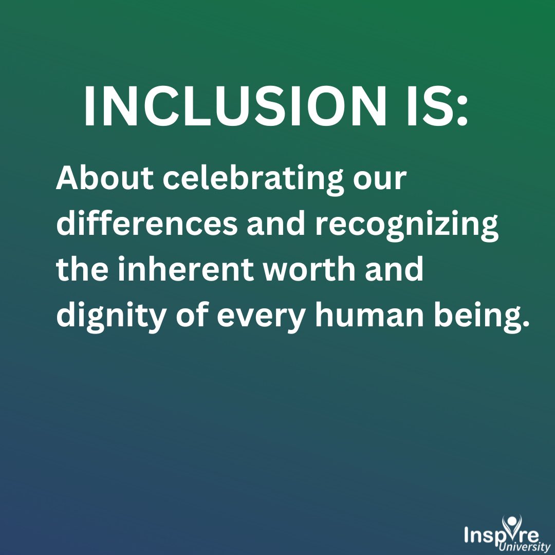 Inclusion is about celebrating our differences and recognizing the inherent worth and dignity of every human being. #InspireU #DisabilityInclusion #DisabilityAction #InspirationalSpeaker #MotivationalSpeaker