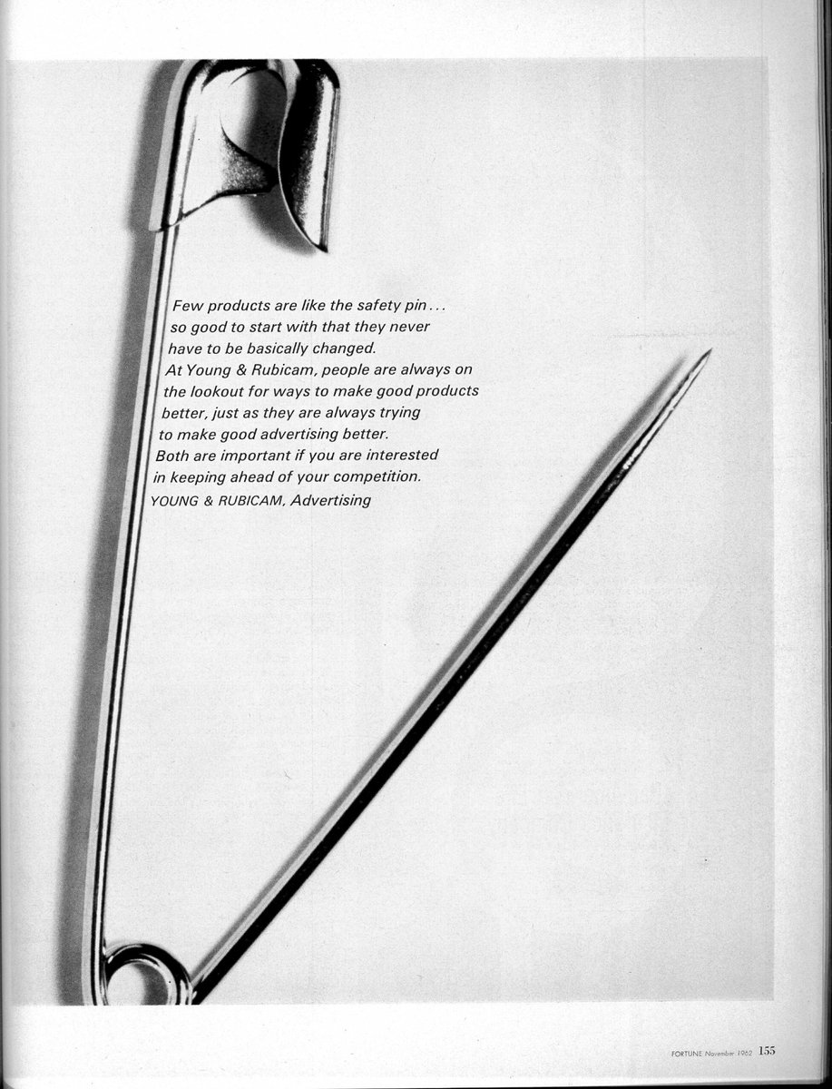 Ad agencies, advertising themselves. Y&R, 1962. 'At Young & Rubicam, people are always on the lookout for ways to make good products better, just as they are always trying to make good advertising better.' #advertising #adsforadagencies