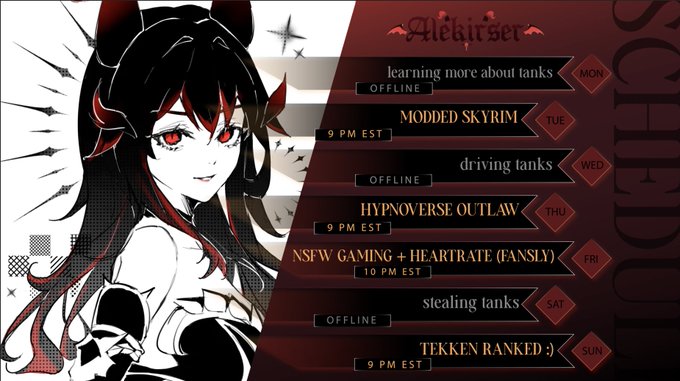 MY SCHEDULE FOR THIS WEEK! (MAY 13 - 19)

art by ambrr https://t.co/t8kHMgdtwI