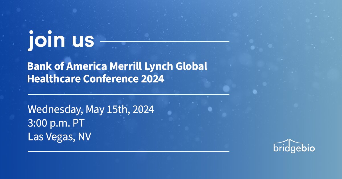 Tomorrow, we’ll be presenting at the Bank of America Merrill Lynch Global Healthcare Conference. Join and learn more about our mission to develop meaningful medicines for people with genetic diseases and cancers. Read more: bit.ly/3WDXy6c