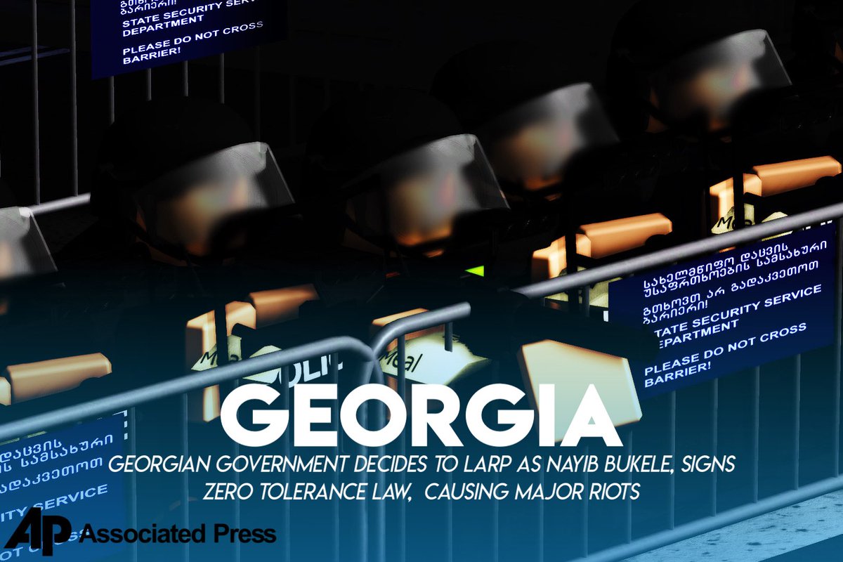 Associated_RBLX's tweet photo. GEORGIA
Riots break out in capital city following the signing of Georgia’s new "Zero Tolerance" law : "You ain’t Bukele bro ����" says protester. https://t.co/pb4vW7dz7f