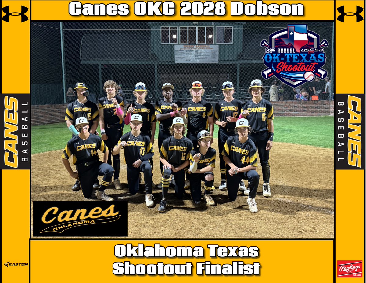 ❗️Dobson 2028 Finalist❗️

Congrats to our Oklahoma 2028 team, they ended up playing in the finals. Was a well fought game. Keep up the hard work boys.💛🖤 #CanesCulture #canesbaseball