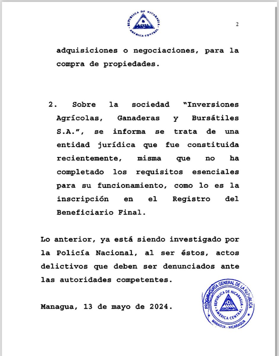 #Alerta 🚨 La Procuraduría General de la República de #Nicaragua emite nota de prensa alertando a la población en general y en específico a la costa Caribe, sobre posibles fraudes.