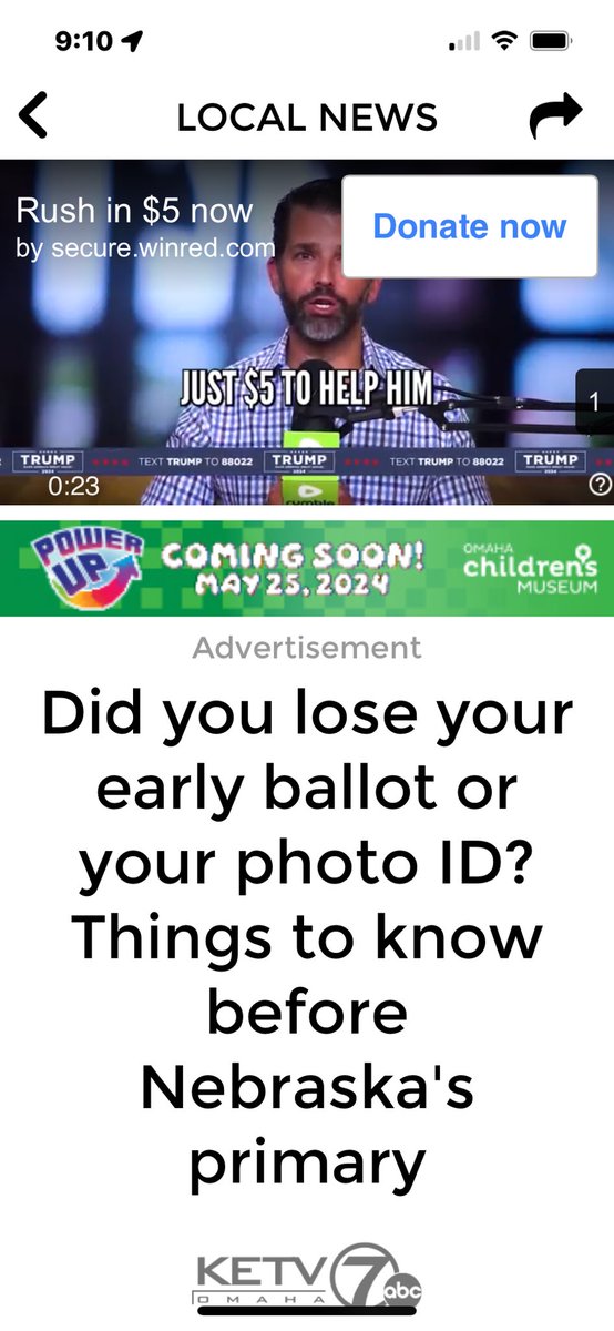 sommerhalder_1's tweet photo. @KETV bad enough you’re allowing the advert with false claims but when it shows up on the Nebraska Voting link it’s ridiculous! Please do better https://t.co/UVp5Cj0onV