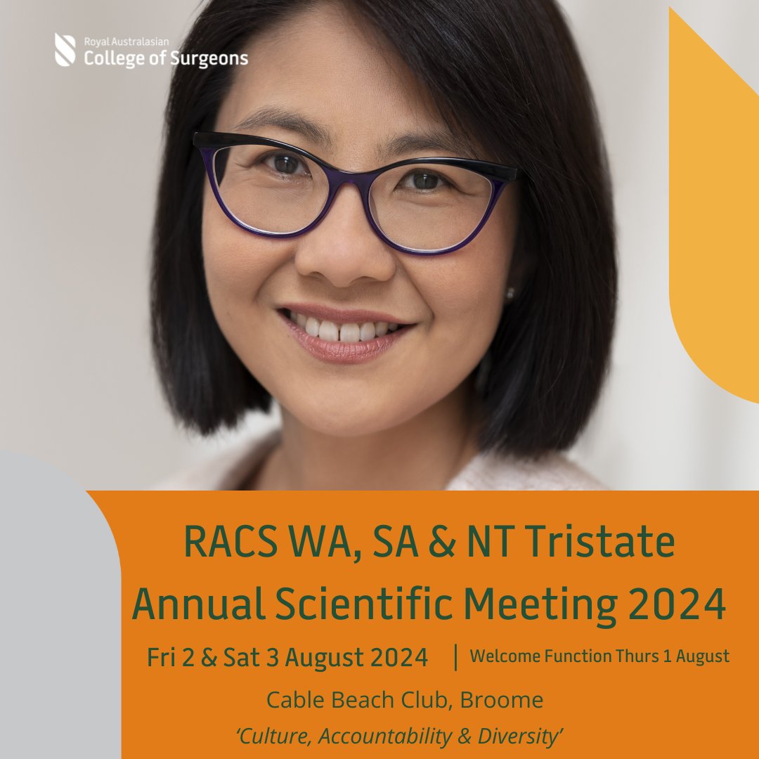 Hear from keynote speaker, Dr Audrey Koay, at the upcoming RACS WA, SA and NT Tristate Annual Scientific Meeting. Mark your calendars and register now: bit.ly/3UxVxWE.