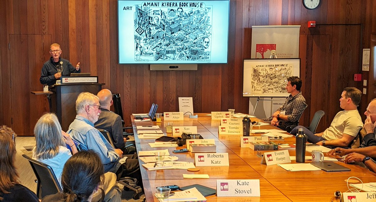 Last week, CASBS fellow & architect Peter Ferretto gave a stellar talk to the Center's board of directors, unveiling a new design that incorporates interdisciplinary insights from cohort fellows @ampenner, @biancajontae & others. Peter also presented a framed rendering to us🫂🤗