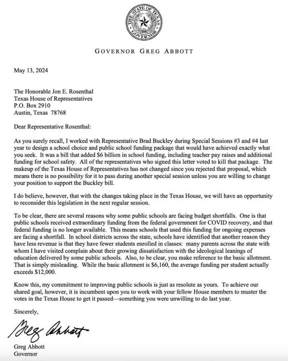 If it's 'border security,' @GregAbbott_TX has no problem unilaterally moving billions of your dollars. If it's layoffs at your neighborhood school, he says no and blames everyone but himself. Oh and people are still crossing the border anyway #txlege