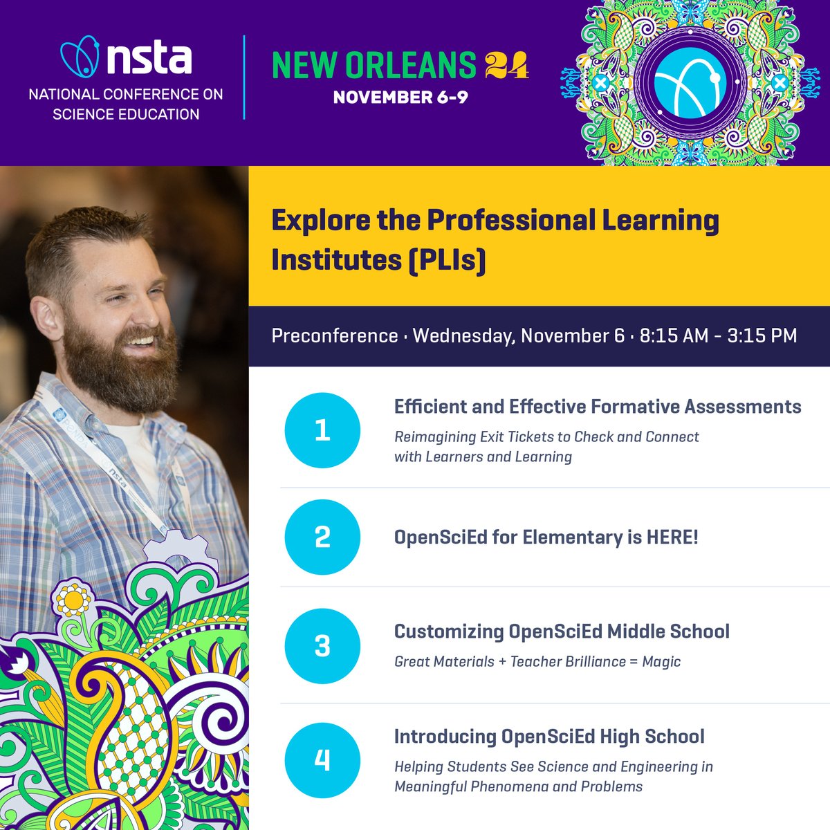 Join #NSTA in New Orleans for #NSTAFall24 to take advantage of our full-day professional learning institutes! Dive deep into critical areas of interest and shape your teaching expertise. Explore all of our PLIs and register for #NOLA24 at: bit.ly/3wCv4zh #STEMEd #SciEd