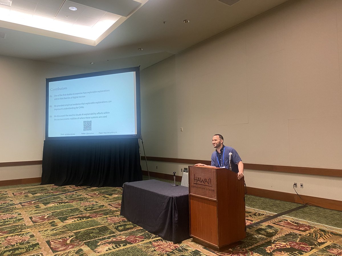 Aditya Vashistha (@imadityav) on Twitter photo Great talk by <a href="/ianrsolano/">Ian René Solano-Kamaiko 🇵🇷</a> on Explorable Explainable AI and its application for improving AI understanding of frontline health workers in India. Paper here: dl.acm.org/doi/10.1145/36…
#CHI2024 Great talk by <a href="/ianrsolano/">Ian René Solano-Kamaiko 🇵🇷</a> on Explorable Explainable AI and its application for improving AI understanding of frontline health workers in India. Paper here: dl.acm.org/doi/10.1145/36…
#CHI2024