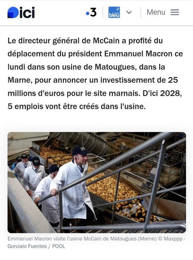 5 emplois créés d’ici 2028 😂😂 le grand succès de choose France.