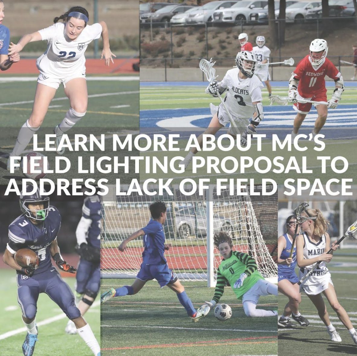 MC's new proposal for field lighting responds to the need for campus field space. The demand for field space has steadily risen among our student athletes, especially with the growth of our female teams. You can learn more about our proposed solution at: marincatholic.org/fieldlights