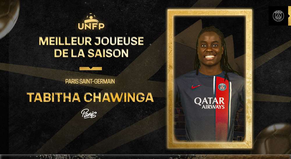 💬 Tabitha Chawinga : « Je suis très fière de remporter ce trophée. Je tiens à remercier l'ensemble du Club. Ce titre, je veux le partager avec cette véritable famille. C’est un honneur de porter le maillot du Paris Saint-Germain. » ❤️💙