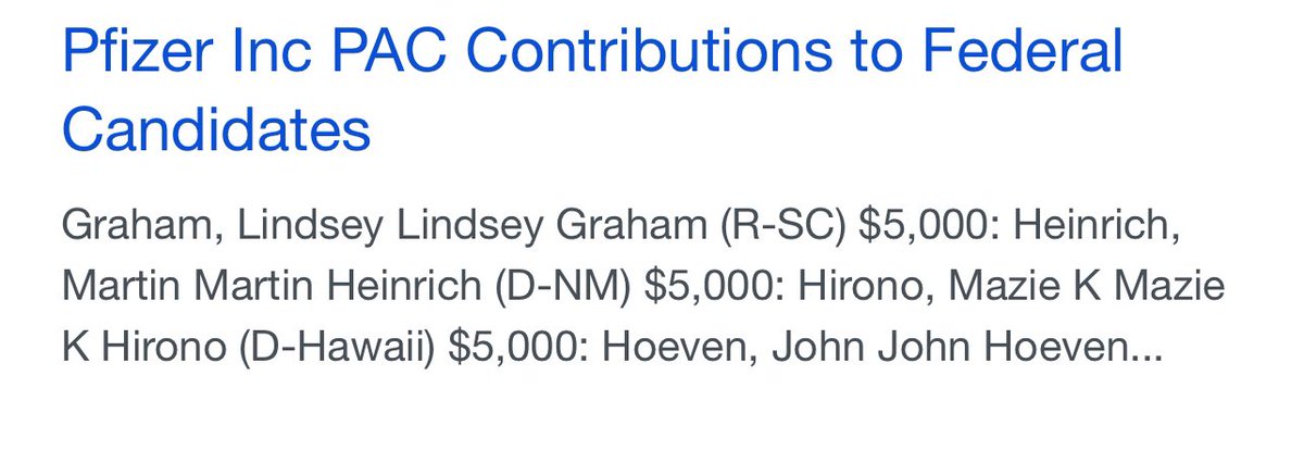 My opponent, Senator Lindsey Graham, has received $5000 from the Pfizer Inc PAC. Pfizer, through the development of their COVID-19 shots, has caused death and severe vaccine injuries. This is inexcusable and should never be forgiven. I will never accept donations from