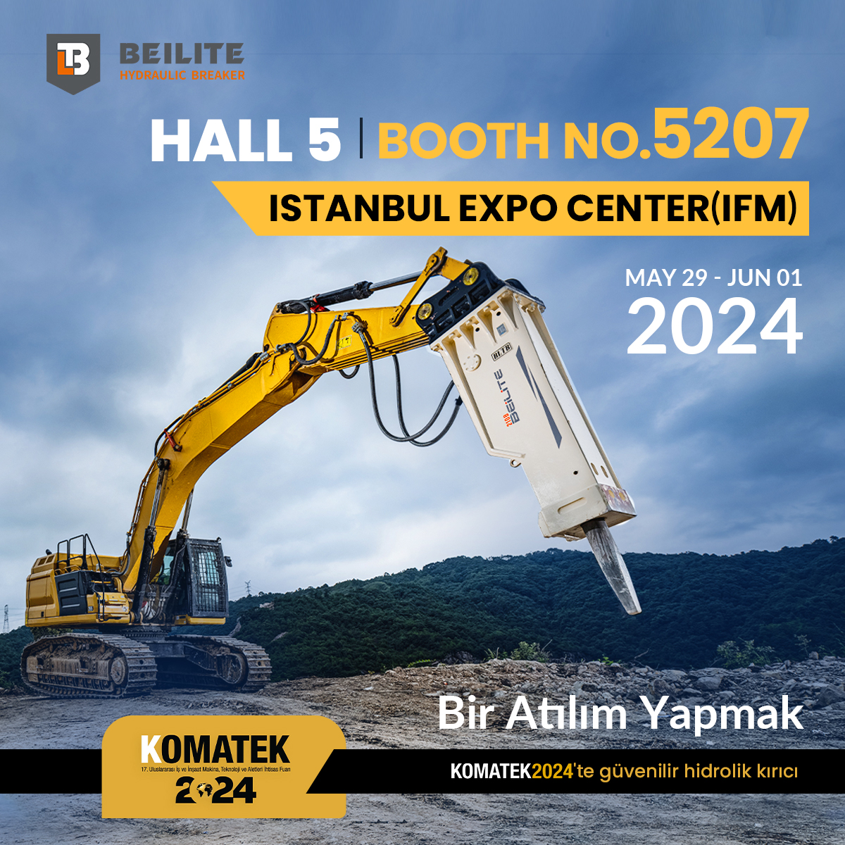 Beilite, İstanbul'daki KOMATEK 2024 etkinliğinde tüm ziyaretçilerle tanışacak olmaktan heyecan duyuyor! Bu sefer, her türlü taş ocağı, yıkım ve inşaat görevi için çok yönlü olan hidrolik kırıcılarımızı, en zorlu ortamlarda bile getireceğiz.
📅Tarih: 2024/05/29-2024/06/01
#Beilite