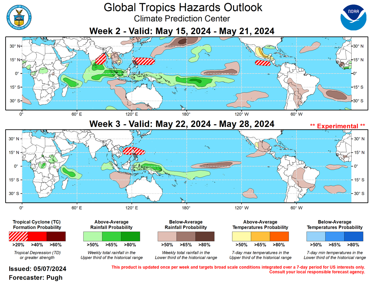 🚨Se empiezan a calentar los motores 🚨
Se pronóstica que entre el 15 y 21 de mayo, puede formarse un ciclón tropical en el Océano Pacífico del este 🌀
¿sabías que el 15 de mayo empieza oficialmente la temporada de ciclones tropicales en el océano Pacífico del este?