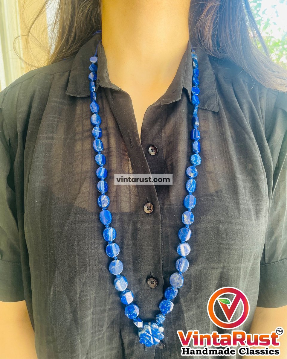 Handcrafted Lapis Lazuli Beaded Stone Necklace 💙

Explore more enchanting treasures at buff.ly/2WN78r1!

#lapislazuli #handcraftedjewelry #beadednecklace #gemstonejewelry #statementpiece #artisanmade #celestialbeauty #shopsmall #wearableart #necklaceoftheday #bohojewelry