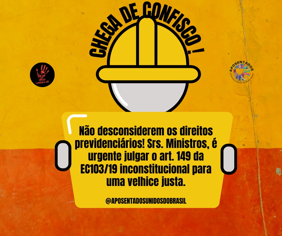 'Aposentados merecem igualdade de direitos! Srs. Ministros, analisem o art. 149 da EC103/19, inconstitucional, para uma velhice justa!
@nunesmarquesK
@MinAMendonca
@Cristianozaninm
@FlavioDino
👇
Dignidade Já
#JustiçaParaAposentados'