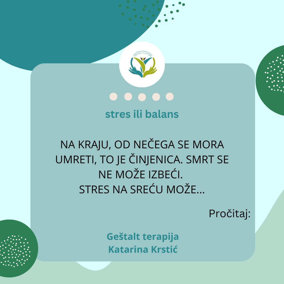 UPSKS's tweet photo. Naša članica Katarina Krstić, Gestalt life coach i psihoterapijski savetnik, pisala je o temi "Stres ili balans".
Ceo tekst možete pročitati na blogu udruženja:
https://t.co/wuFrjcPhfu
#upsks #stres #balans #koučing #psihoterapija #psihoterapijsko_savetovanje https://t.co/i8VzCMRARn