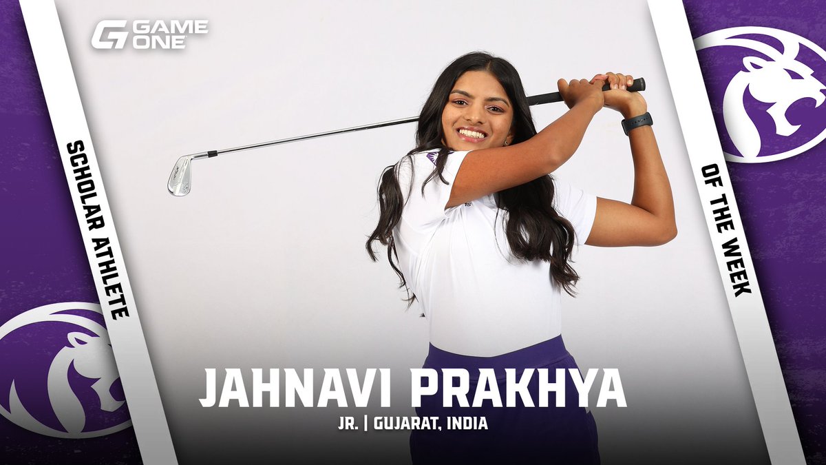 It's time for our favorite weekly academic honor: the @GameOne_USA Scholar Athlete of the Week! Displaying her talents on the national level while excelling in the books, this week's honoree is junior Jahnavi Prakhya from Women's @UNAgolf! #RoarLions🦁