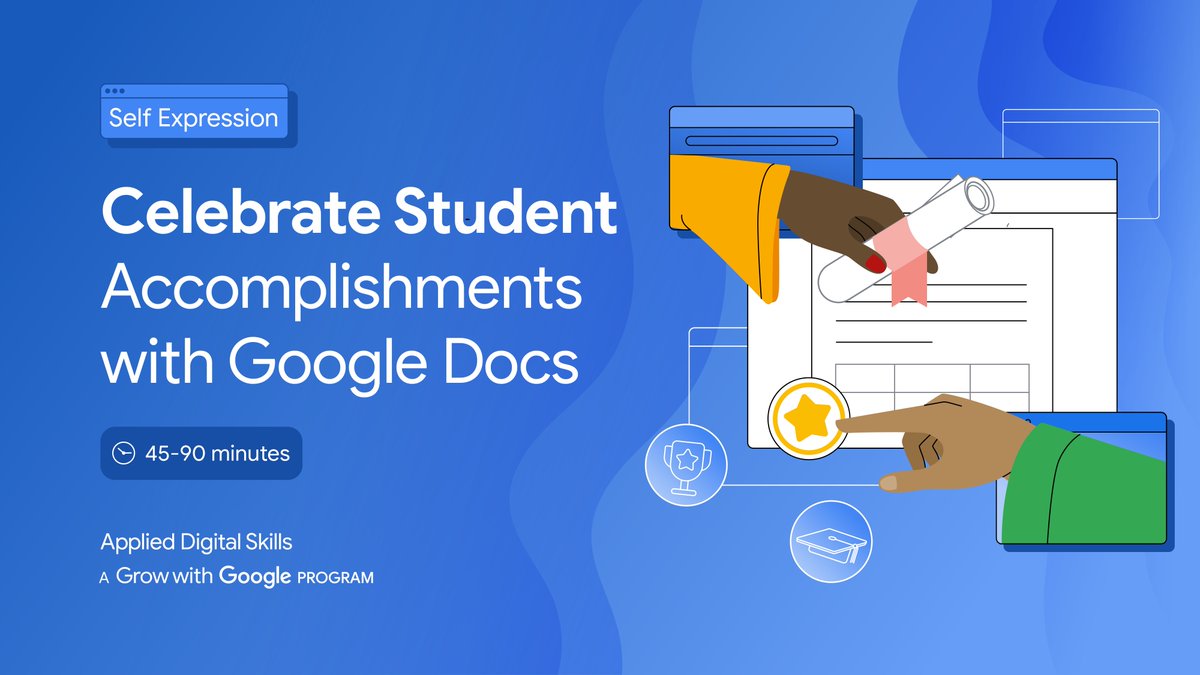 As the school year comes to a close, invite students to look back on all they've achieved with this #AppliedDigitalSkills lesson that celebrates accomplishments using #GoogleDocs 🎓 ✨ goo.gle/4aBUsnD