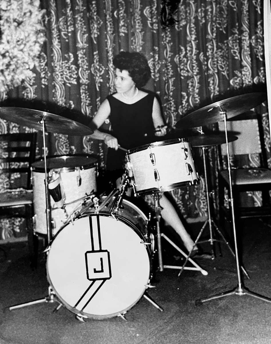 Happy Mother's Day to my mom Toni. She loved to play the drums. She was not a professional, but she would sit in at a party. And she was GREAT (still is!). This is her in the 60s. And this is why I'm a comedian.