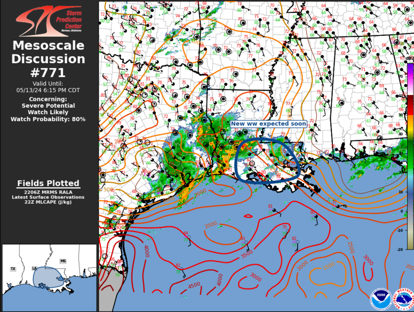 A Severe T-Storm Watch to be issued at any moment for Southeast Louisiana. @wdsu