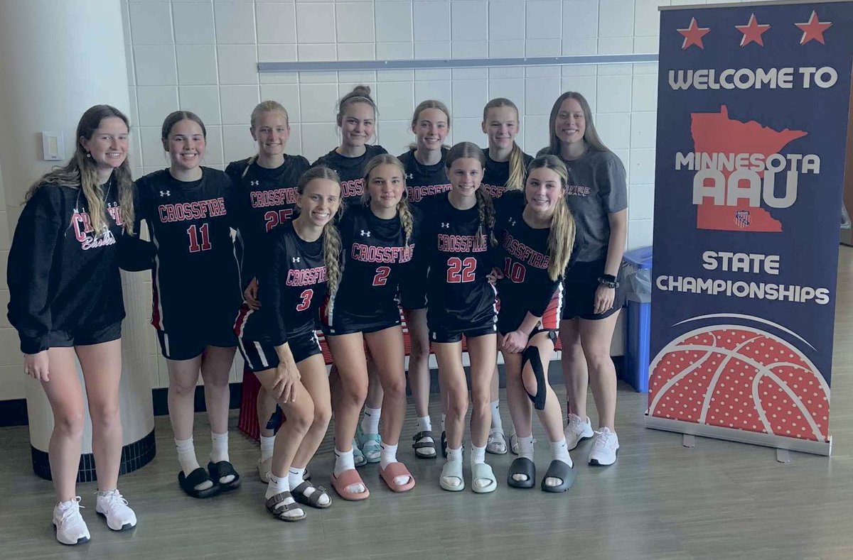 2027Crossfire's tweet photo. 2nd place at the Minnesota AAU D2 State Tournament is nothing to hang our heads about 🏀

We learned to never count ourselves out, scoring 10 points in the final 45 seconds of the championship, only losing by 2. Endlessly proud of this group! https://t.co/eGUoOq0Vih