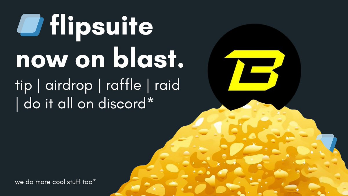flipsuitexyz's tweet photo. FlipSuite - Web 3.0 on discord, now supports @Blast_L2, with support for NFTs coming soon! 

What's all this talk of gold btw? 👀 https://t.co/bmlFXKKNjx
