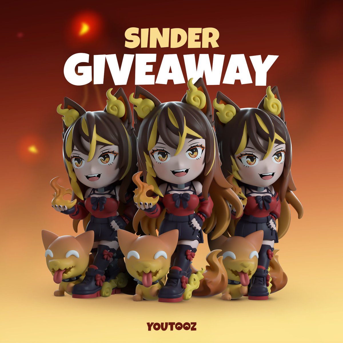 🔥 SINDER YOUTOOZ GIVEAWAY 🔥 To enter, just like, retweet, and comment on this post! 3 winners will be announced when my figure launches this Friday, May 17th! 🧡
