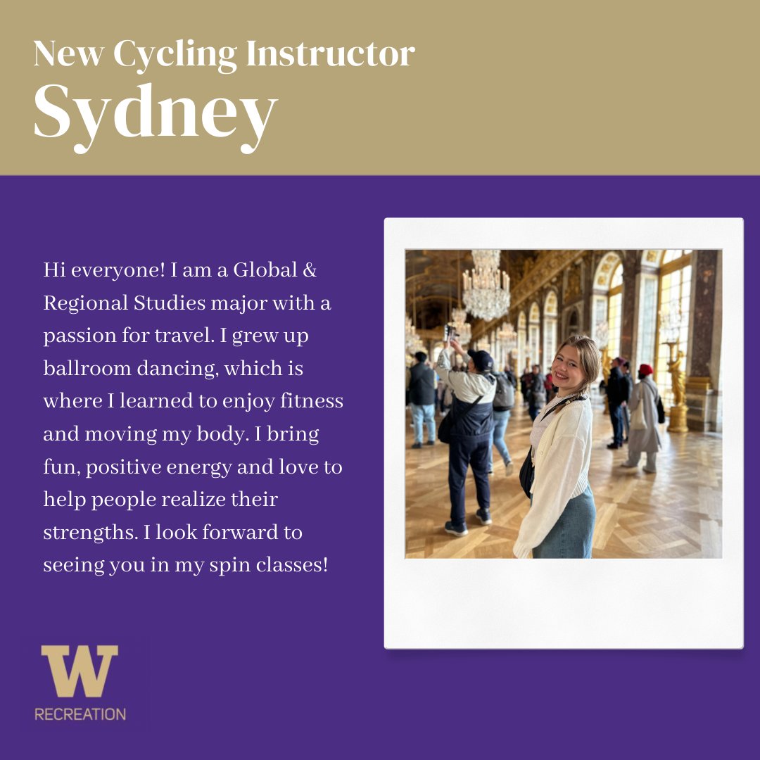 UWRecreation's tweet photo. Welcome our new Cycling Instructor, Sydney! https://t.co/QenVSJIYgV