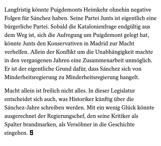 Seine Kritiker nennen ihn einen Spalter. Tatsächlich ist er der Mann, der Spanien versöhnt. Ein paar Gedanken zu Sánchez, der Amnestie und der Regionalwahl in Katalonien @derspiegel: spiegel.de/ausland/katalo…