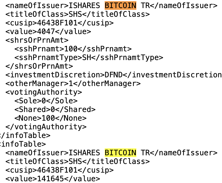 NEW: 🇨🇭 Switzerland's largest bank UBS Group AG discloses spot #Bitcoin ETF holdings in new SEC filing.