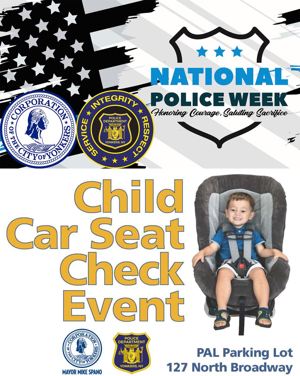 Come by our Car Seat Installation and Safety-Check Event tomorrow!! Make sure your precious cargo is as safe as possible when on the road!! 📷 Tuesday, May 14, 2024 📷Between 9am and 1pm 📷Yonkers PAL; 127 N Broadway, Yonkers, NY 10701 #yonkerspd #yonkerspolice #yonkers #safety