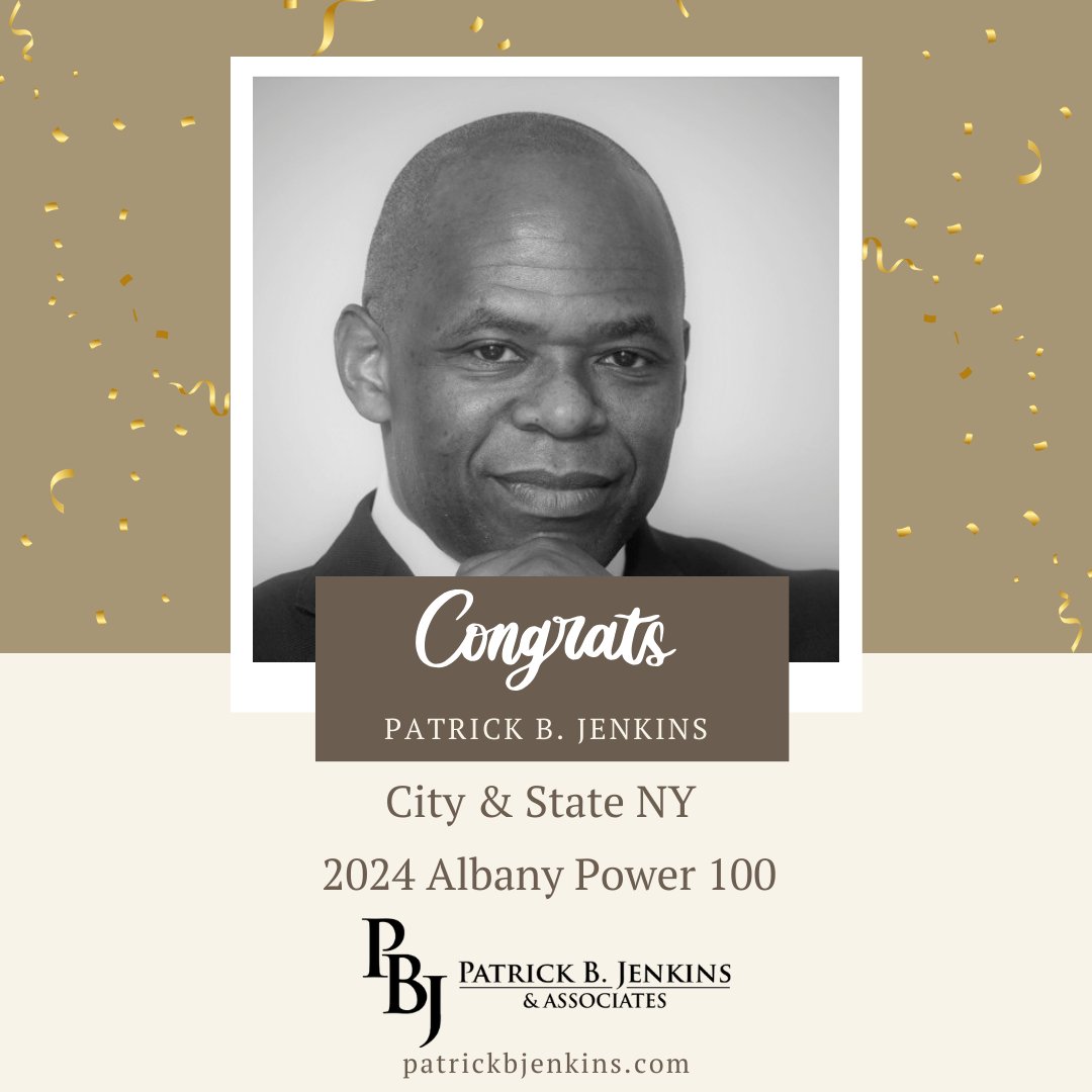 We're thrilled to celebrate Patrick B. Jenkins for his outstanding achievements and recognition on the City & State NY 2024 Albany Power 100 list. Congratulations!

#PBJ #PatrickBJenkinsAndAssociates #2024AlbanyPower100 #Congratulations #Achievements